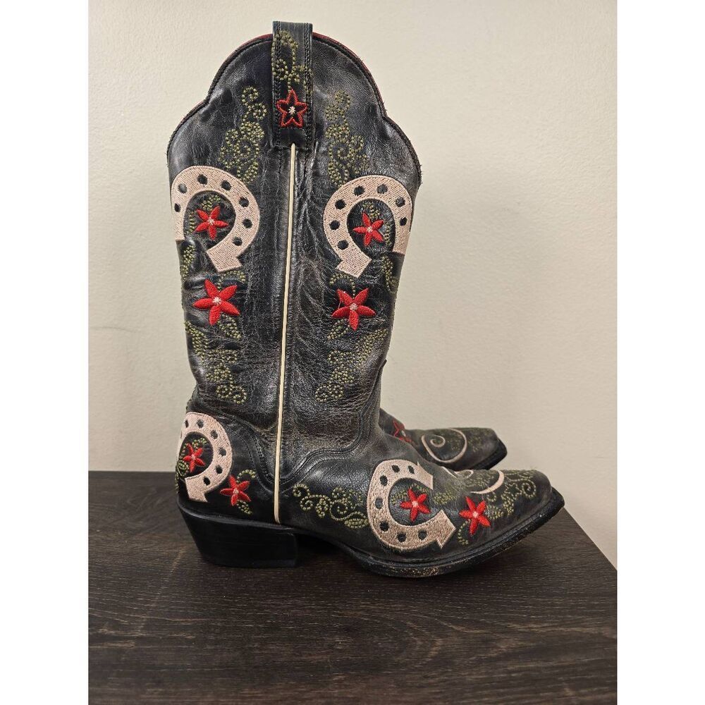 J.B. Dillon Reserve Boots Womens 7.5 B Leather Gray Western Embossed